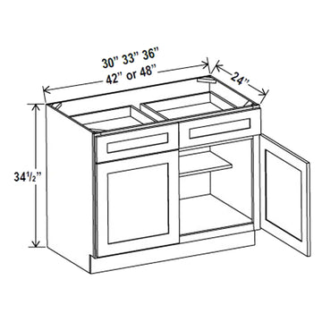 Kitchen Base Cabinets - 36W x 34-1/2H x 24D - Aspen Charcoal Grey