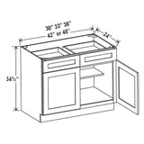 Kitchen Base Cabinets - 36W x 34-1/2H x 24D -Charleston White