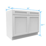 Kitchen Base Cabinets - 42W x 34-1/2H x 24D - Aria White Shaker