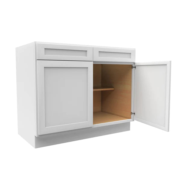 Kitchen Base Cabinets - 42W x 34-1/2H x 24D - Aria White Shaker - RTA