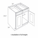 RTA - Park Avenue White - Double Drawer & Door Base Cabinet | 42"W x 34.5"H x 24"D