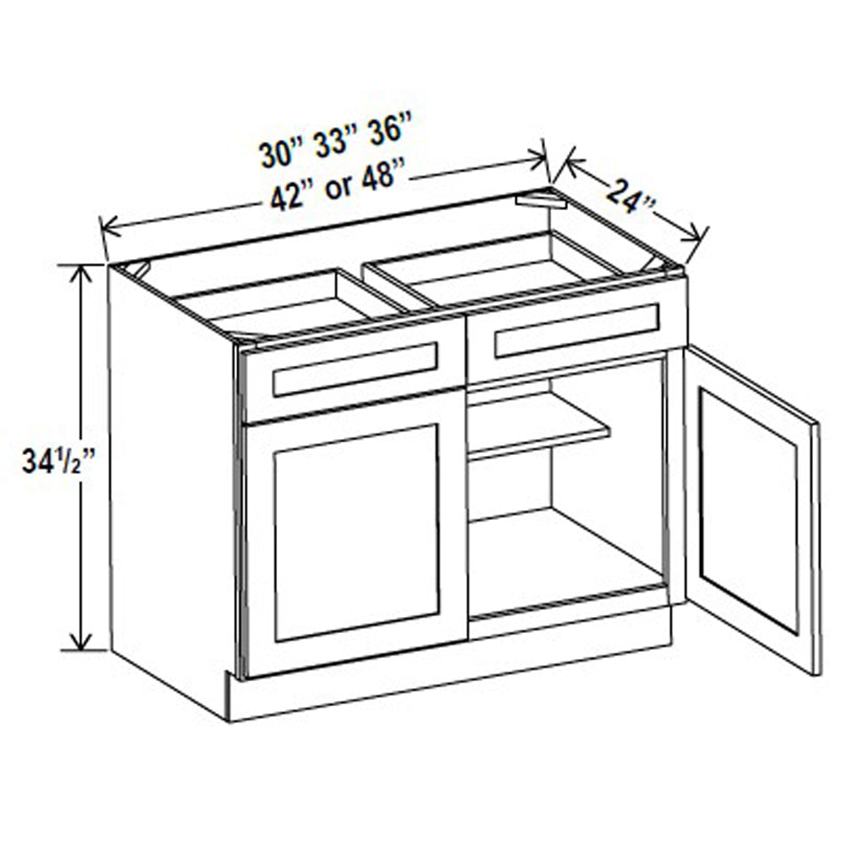 Kitchen Base Cabinets - 42W x 34-1/2H x 24D - Aspen White - RTA