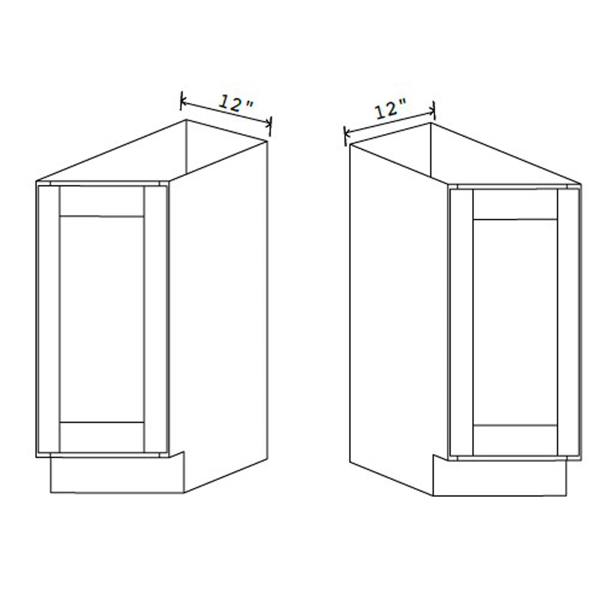 Angle Base Cabinet - 12W x 34-1/2H x 24D - 2D LEFT - Blue Shaker Cabinet
