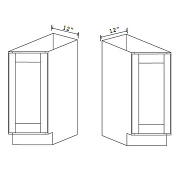 Angle Base Cabinet - 12W x 34-1/2H x 24D - 2D RIGHT -Charleston White - RTA