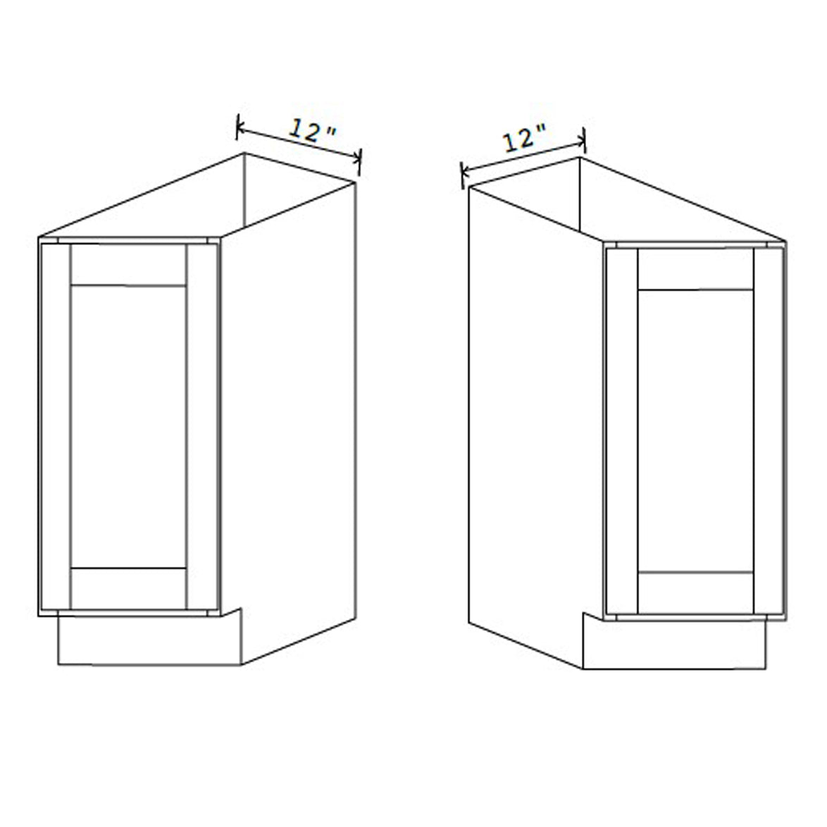 Angle Base Cabinet - 12W x 34-1/2H x 24D - 2D RIGHT - Aspen White - RTA