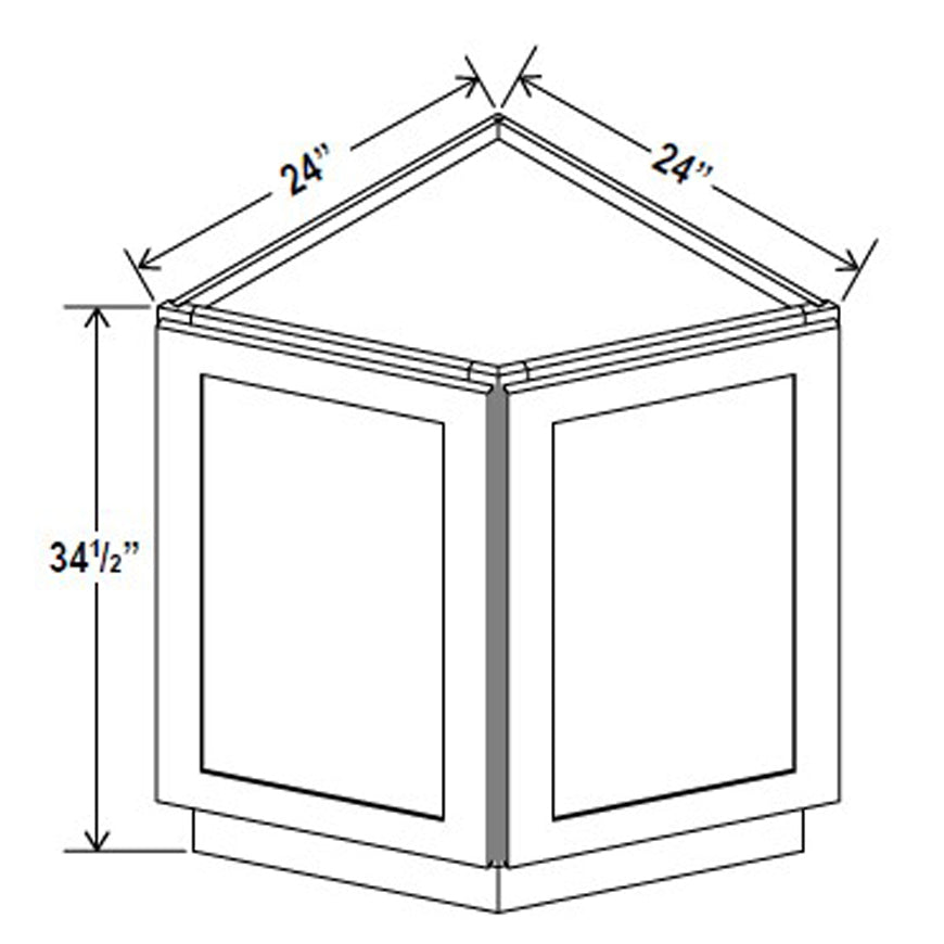 Angle Base Cabinet - 24W x 34-1/2H x 24D - 2D - Aspen White