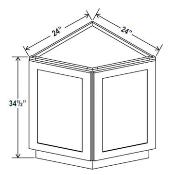 Angle Base Cabinet - 24W x 34-1/2H x 24D - 2D - Aspen Charcoal Grey