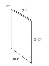 RTA - Park Avenue White - Base End Panel | 0.75"W x 34.5"H x 24"D