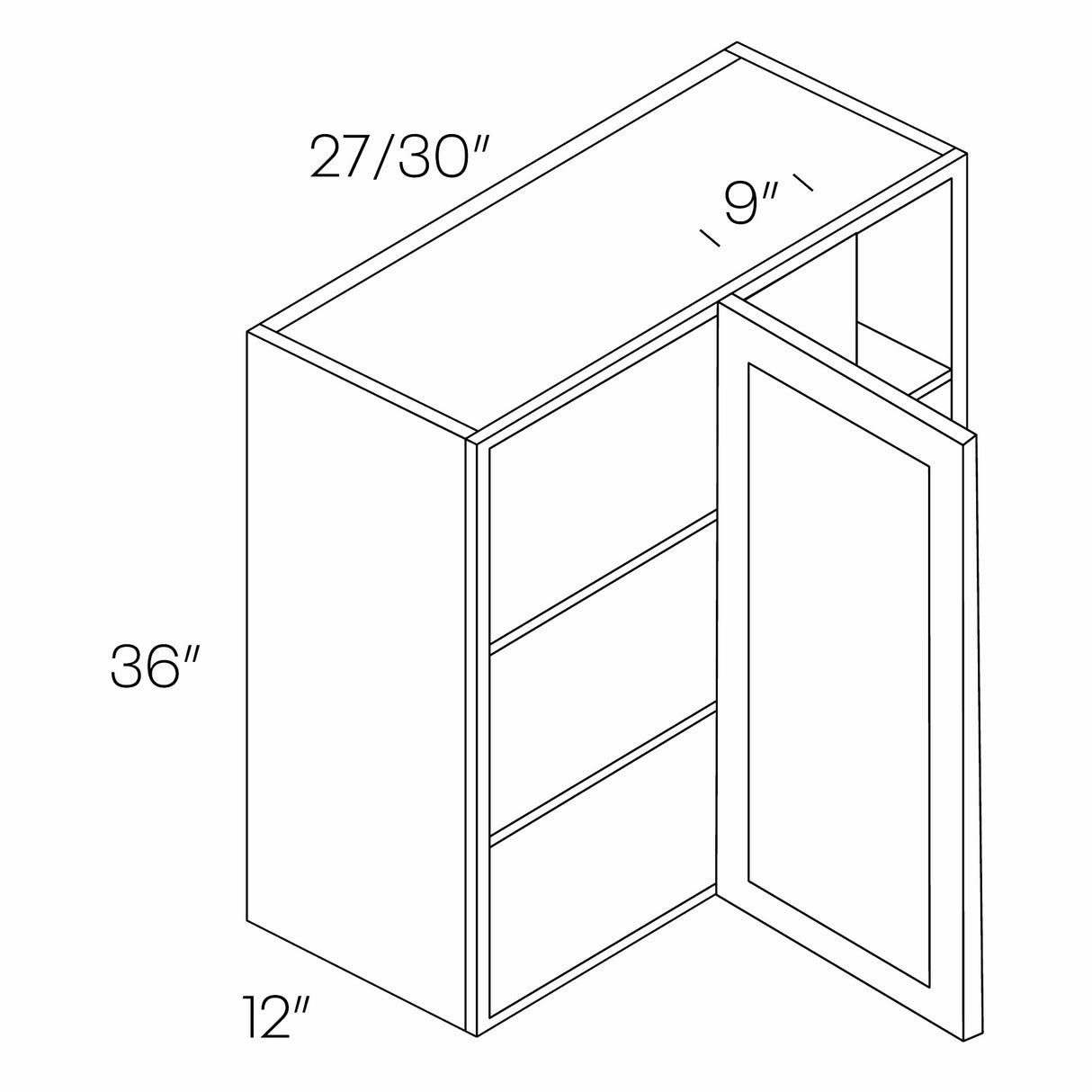 Richmond Stone - 36" High Blind Wall Cabinet | 27"W x 36"H x 12"D