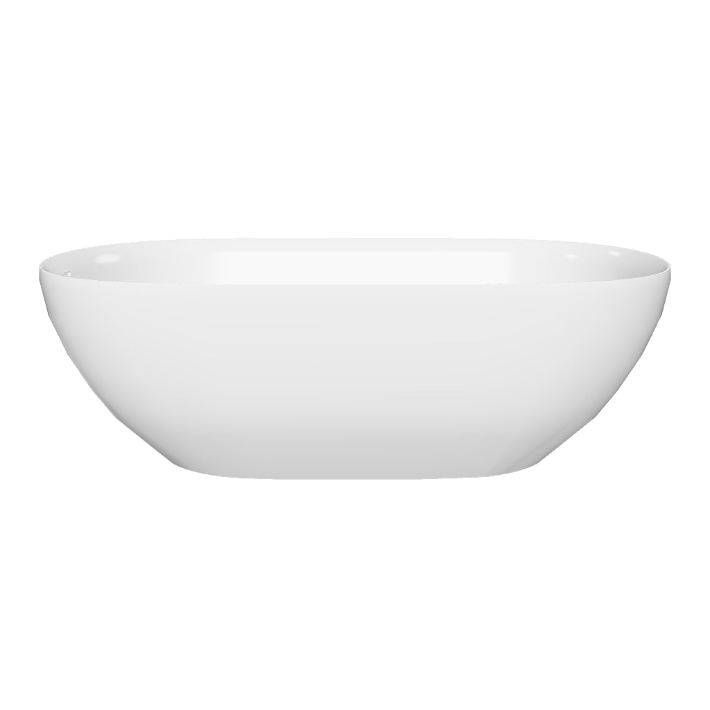 65 Inch Floor Mounted Freestanding Soaking Oval Shape Bathtub with Matte Finish Center Drain & Overflow Hole