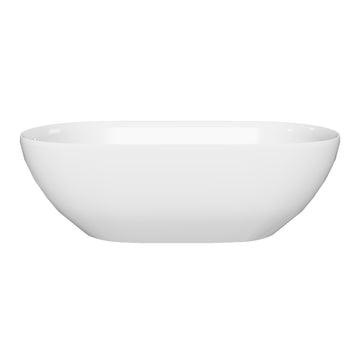 65 Inch Floor Mounted Freestanding Soaking Oval Shape Bathtub with Matte Finish Center Drain & Overflow Hole