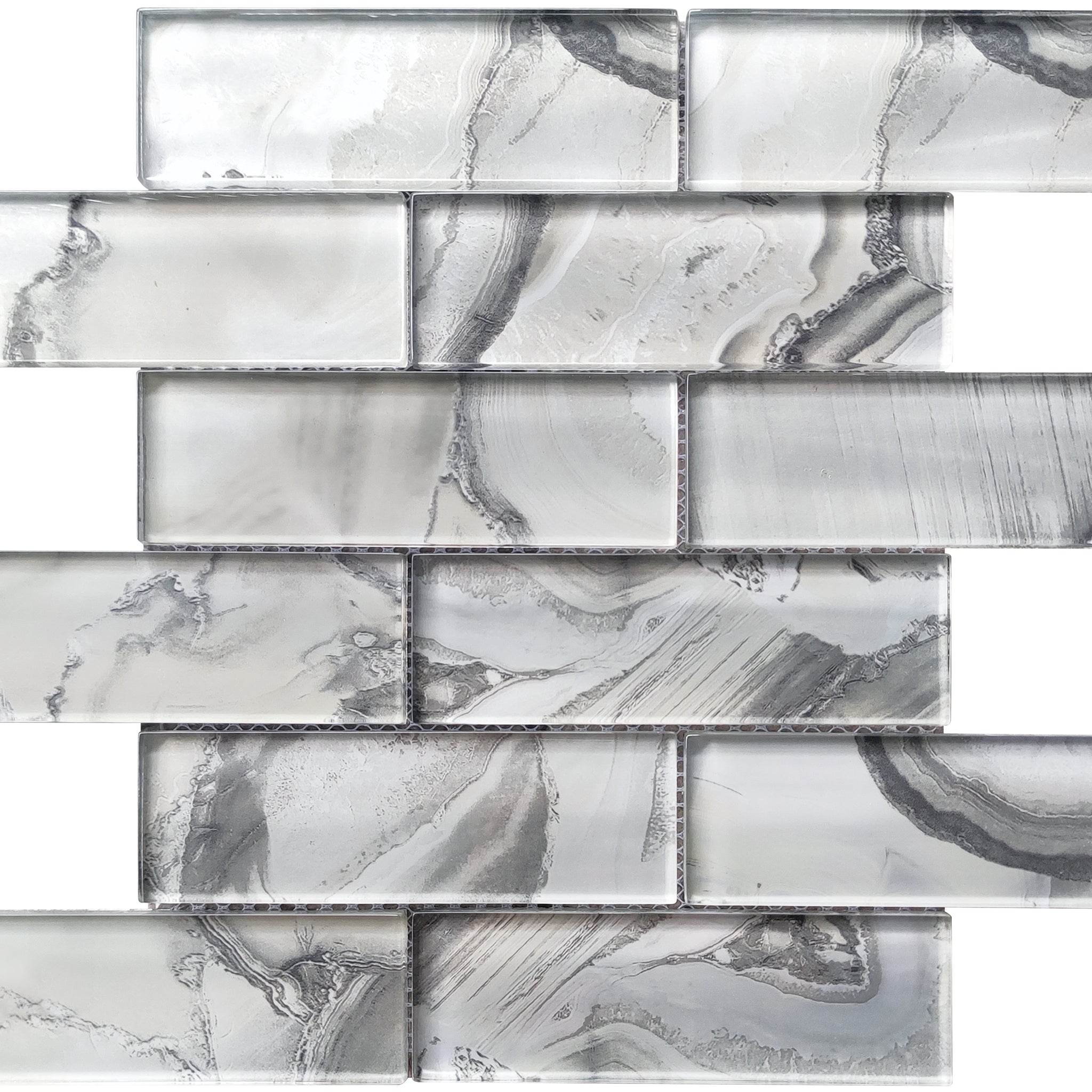 12 x 12 inch Glass Mosaic Tile with White Color and Glossy Finish