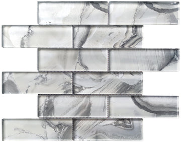 12 x 12 inch Glass Mosaic Tile with White Color and Glossy Finish