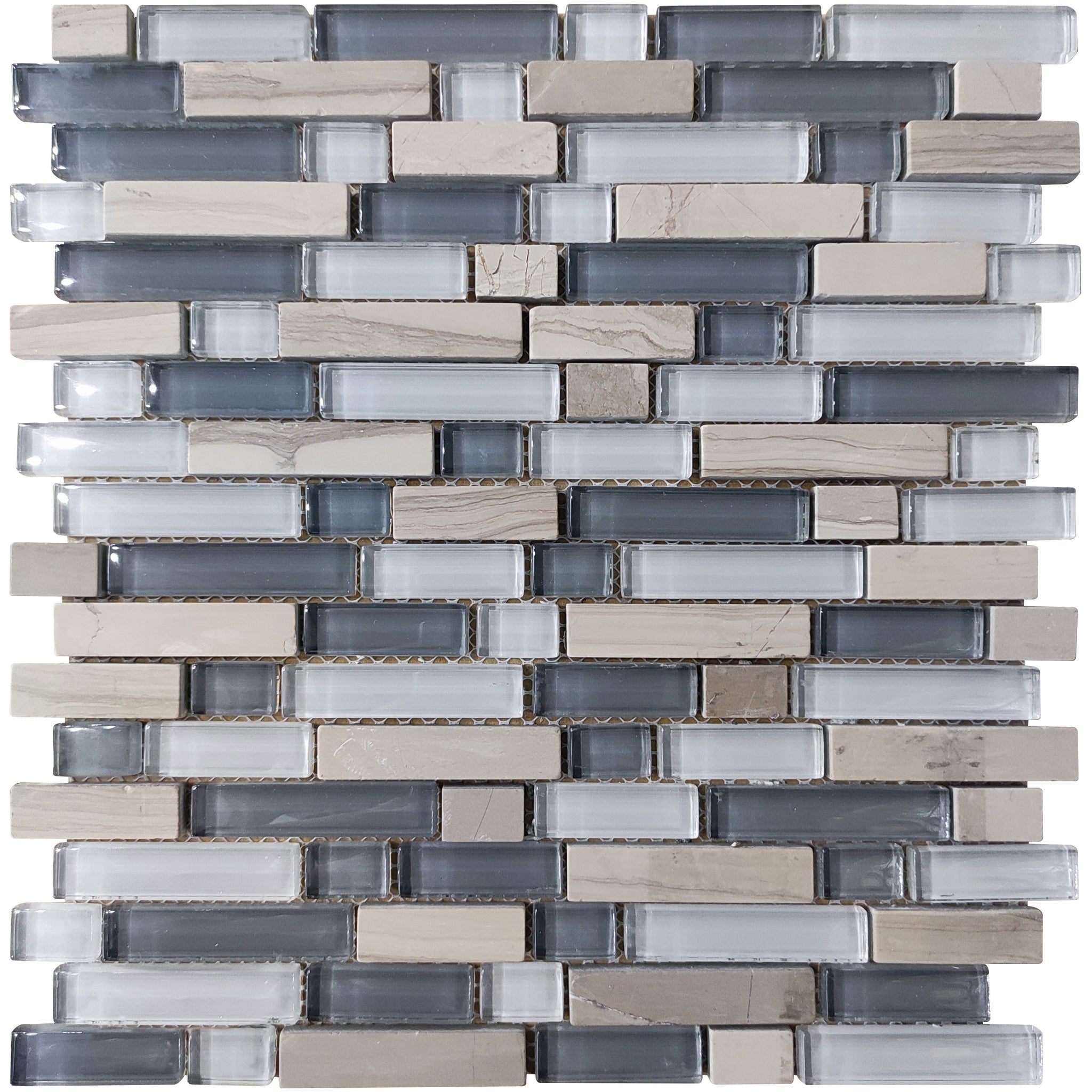 12 x 12 in Mosaic Tile with Grey Color and Glossy Finish