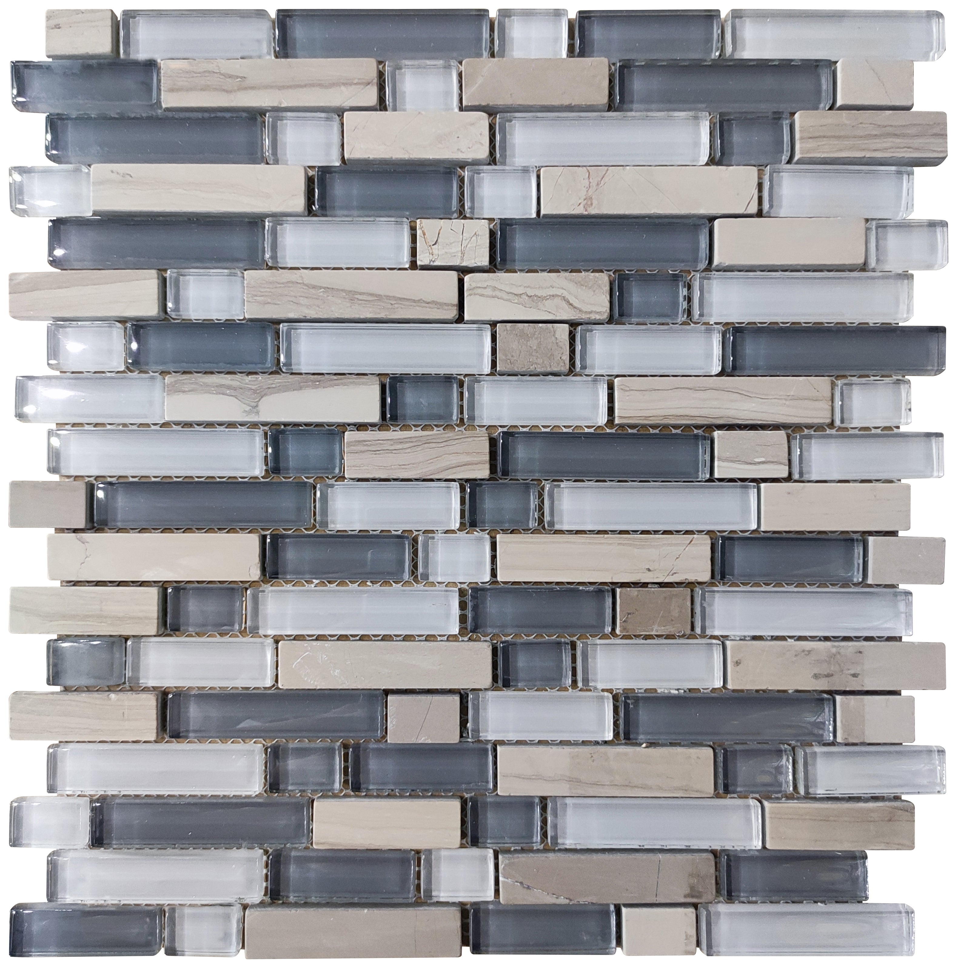 12 x 12 in Mosaic Tile with Grey Color and Glossy Finish
