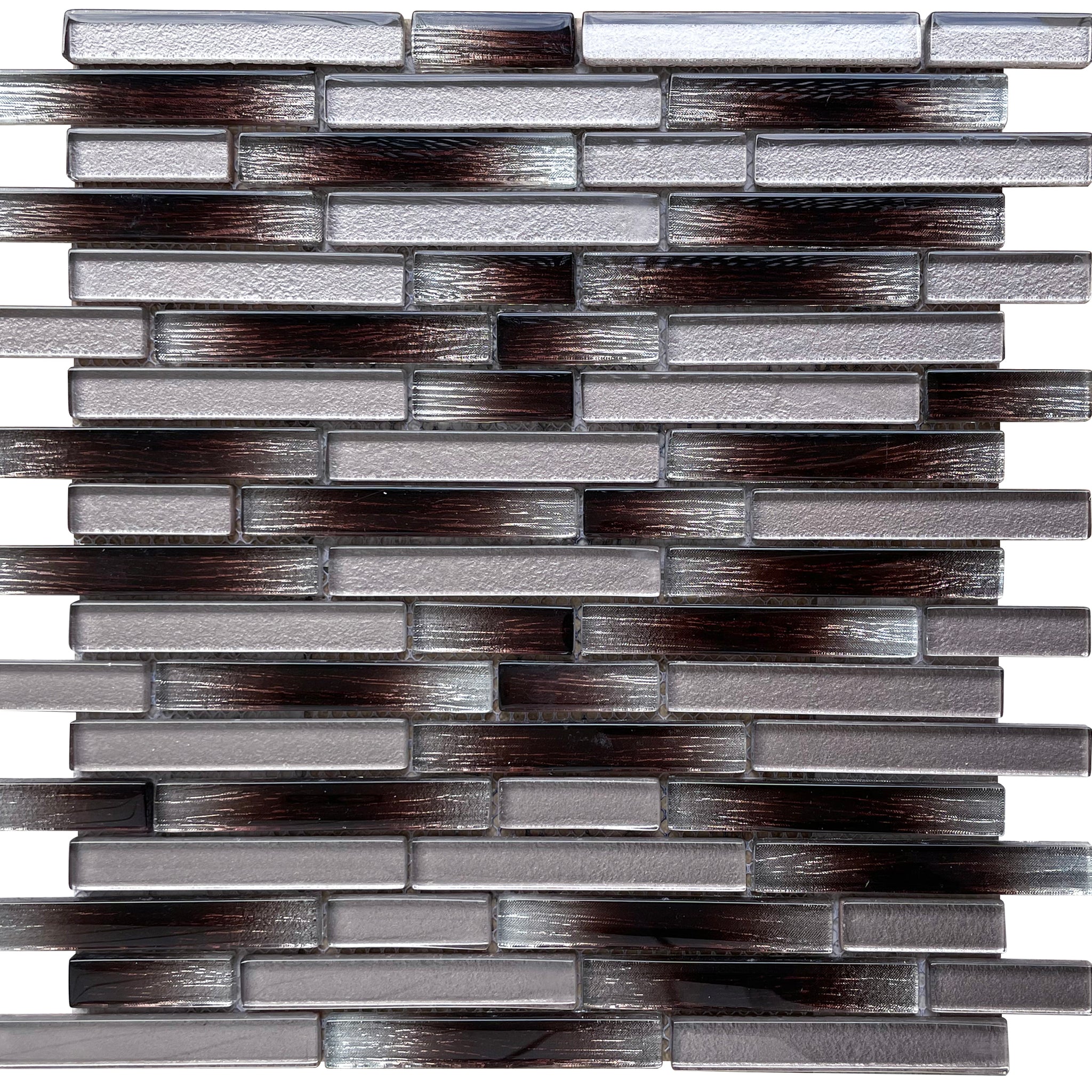 12 x 12 inch Glass Mosaic Tile with Chocolate Color and Glossy Finish