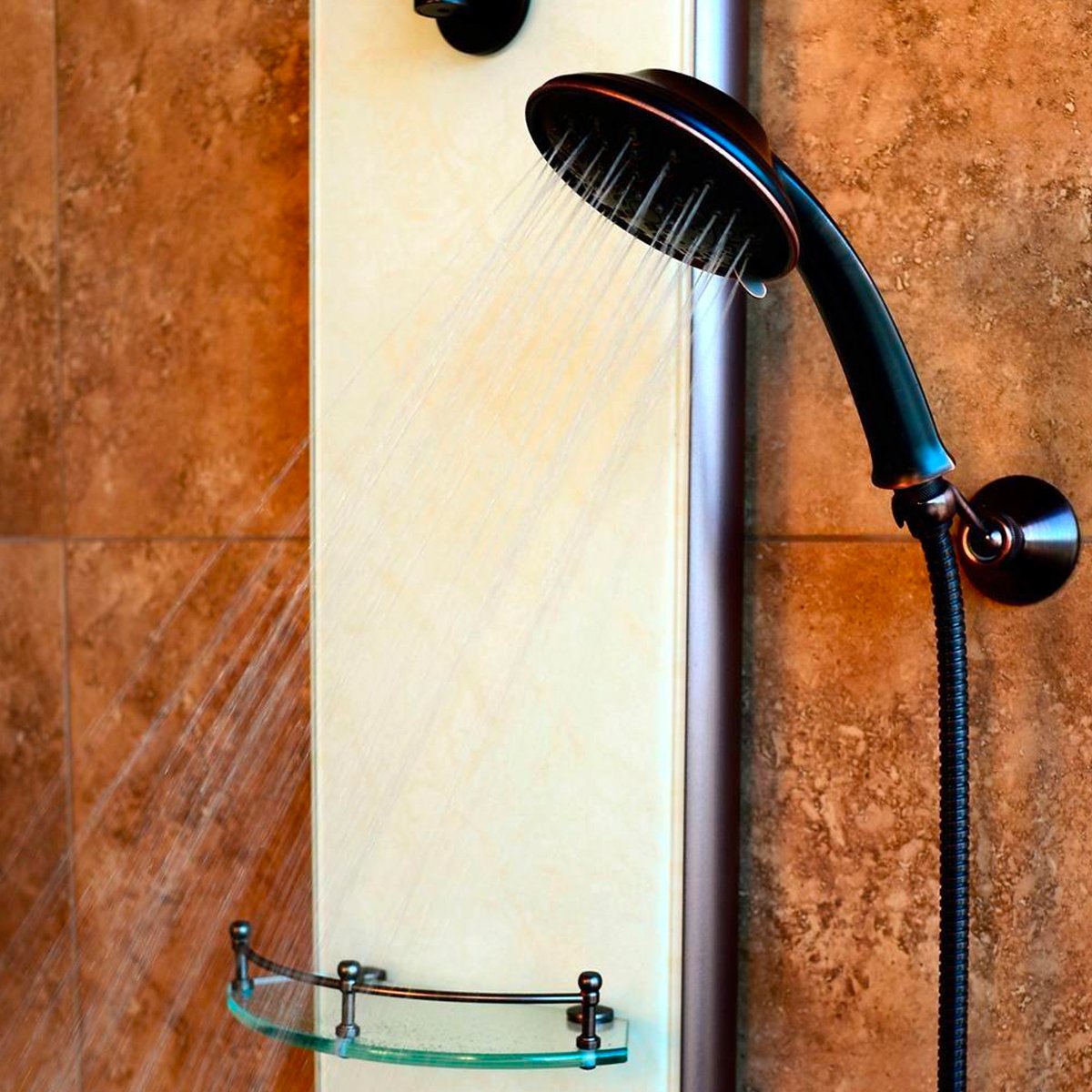 Single Function Barcelona White GLass showerSpa - Integrated Diverter - Multi Function Shower Oil Rubbed Bronze Shower System