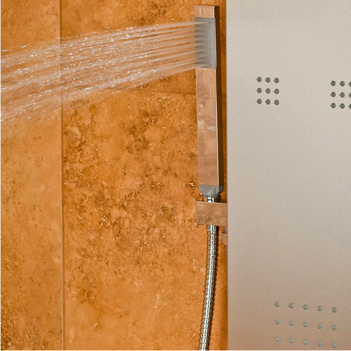 Oahu Matte Brushed Stainless Steel W/ 7" Showerhead - Suface Mounted - Multi Function Showerhead System