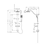 Polished Chrome Monaco Rain Shower System W/ 8" Square Showerhead - Surface Mounted - 59" Double-Interlocking