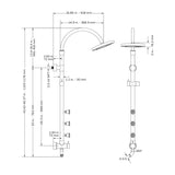 Riviera Chrome Finish Shower System W/ Multi Function Hand Shower - 8" Rain Showerhead - Adjustable - 3 Dual-Function Shower Jet System