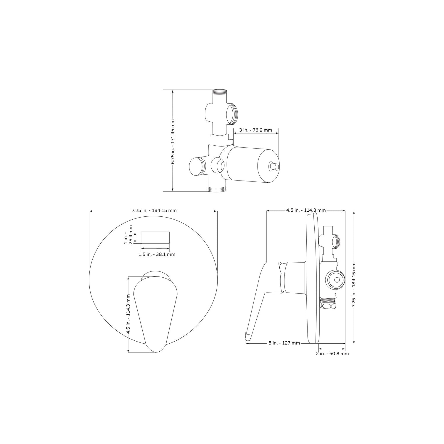 LED TruTemp Pressure Balance Valve W/ Rough-In Valve Trim Kit - 1/2" NPT - Round - Bathroom Plumbing Fixture