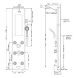 ShowerSpa Panel W/ 8" Rain Leilani Showerhead - 6 Dual-Function Body Spray Jets - Black 5/16" Tempered Tough Glass - Anodized Aluminum Frame