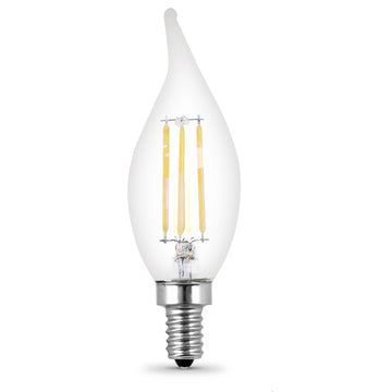 LED Light Bulbs, Candelabra Base, Flame Bent Tip Decorative LED Light Bulbs, Clear, Decorative Bulb, Torpedo, Flame, 4 Packs