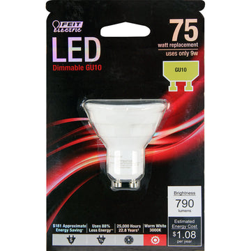 MR16 LED Light Bulbs, 75W, GU10 Base, Track Lighting , Dimmable, 120V, 3000K