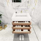 Blossom Freestanding Bathroom Vanity With Acrylic Sink, Drawers, Open Shelf Storage & Gold Hardware & Frame