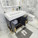 Blossom Freestanding Bathroom Vanity With Acrylic Sink, Drawers, Open Shelf Storage & Gold Hardware & Frame