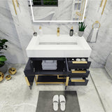 Blossom Freestanding Bathroom Vanity With Acrylic Sink, Drawers, Open Shelf Storage & Gold Hardware & Frame