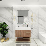 Blossom Freestanding Bathroom Vanity With Acrylic Sink, Drawers, Open Shelf Storage & Gold Hardware & Frame