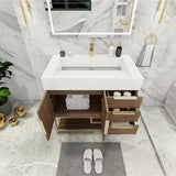 Blossom Freestanding Bathroom Vanity With Acrylic Sink, Drawers, Open Shelf Storage & Gold Hardware & Frame