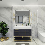 Blossom Freestanding Bathroom Vanity With Acrylic Sink, Drawers, Open Shelf Storage & Gold Hardware & Frame