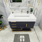 Blossom Freestanding Bathroom Vanity With Acrylic Sink, Drawers, Open Shelf Storage & Gold Hardware & Frame