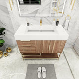 Blossom Freestanding Bathroom Vanity With Acrylic Sink, Drawers, Open Shelf Storage & Gold Hardware & Frame