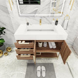 Blossom Freestanding Bathroom Vanity With Acrylic Sink, Drawers, Open Shelf Storage & Gold Hardware & Frame