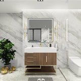 Blossom Freestanding Bathroom Vanity With Acrylic Sink, Drawers, Open Shelf Storage & Gold Hardware & Frame