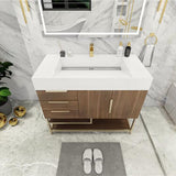 Blossom Freestanding Bathroom Vanity With Acrylic Sink, Drawers, Open Shelf Storage & Gold Hardware & Frame