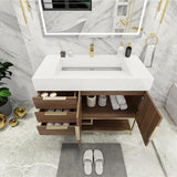 Blossom Freestanding Bathroom Vanity With Acrylic Sink, Drawers, Open Shelf Storage & Gold Hardware & Frame