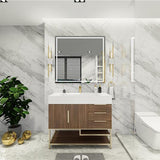 Blossom Freestanding Bathroom Vanity With Acrylic Sink, Drawers, Open Shelf Storage & Gold Hardware & Frame