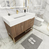 Blossom Freestanding Bathroom Vanity With Acrylic Sink, Drawers, Open Shelf Storage & Gold Hardware & Frame