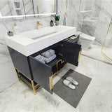 Blossom Freestanding Bathroom Vanity With Acrylic Sink, Drawers, Open Shelf Storage & Gold Hardware & Frame