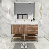 Blossom Freestanding Bathroom Vanity With Acrylic Sink, Drawers, Open Shelf Storage & Gold Hardware & Frame