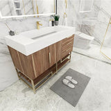 Blossom Freestanding Bathroom Vanity With Acrylic Sink, Drawers, Open Shelf Storage & Gold Hardware & Frame