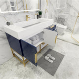 Blossom Freestanding Bathroom Vanity With Acrylic Sink, Drawers, Open Shelf Storage & Gold Hardware & Frame