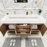 Blossom Freestanding Bathroom Vanity With Acrylic Sink, Drawers, Open Shelf Storage & Gold Hardware & Frame