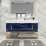 Blossom Freestanding Bathroom Vanity With Acrylic Sink, Drawers, Open Shelf Storage & Gold Hardware & Frame