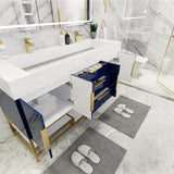 Blossom Freestanding Bathroom Vanity With Acrylic Sink, Drawers, Open Shelf Storage & Gold Hardware & Frame