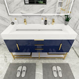 Blossom Freestanding Bathroom Vanity With Acrylic Sink, Drawers, Open Shelf Storage & Gold Hardware & Frame